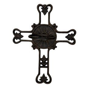 Cast Iron Cross Candle Holder Wall Decoration Southwest